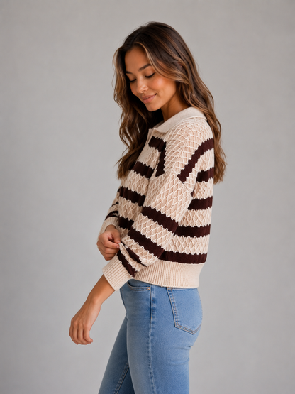 Evelina | Women's Striped Polo Jumper