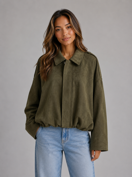 Liv | Women's Suede Look Bomber Jacket