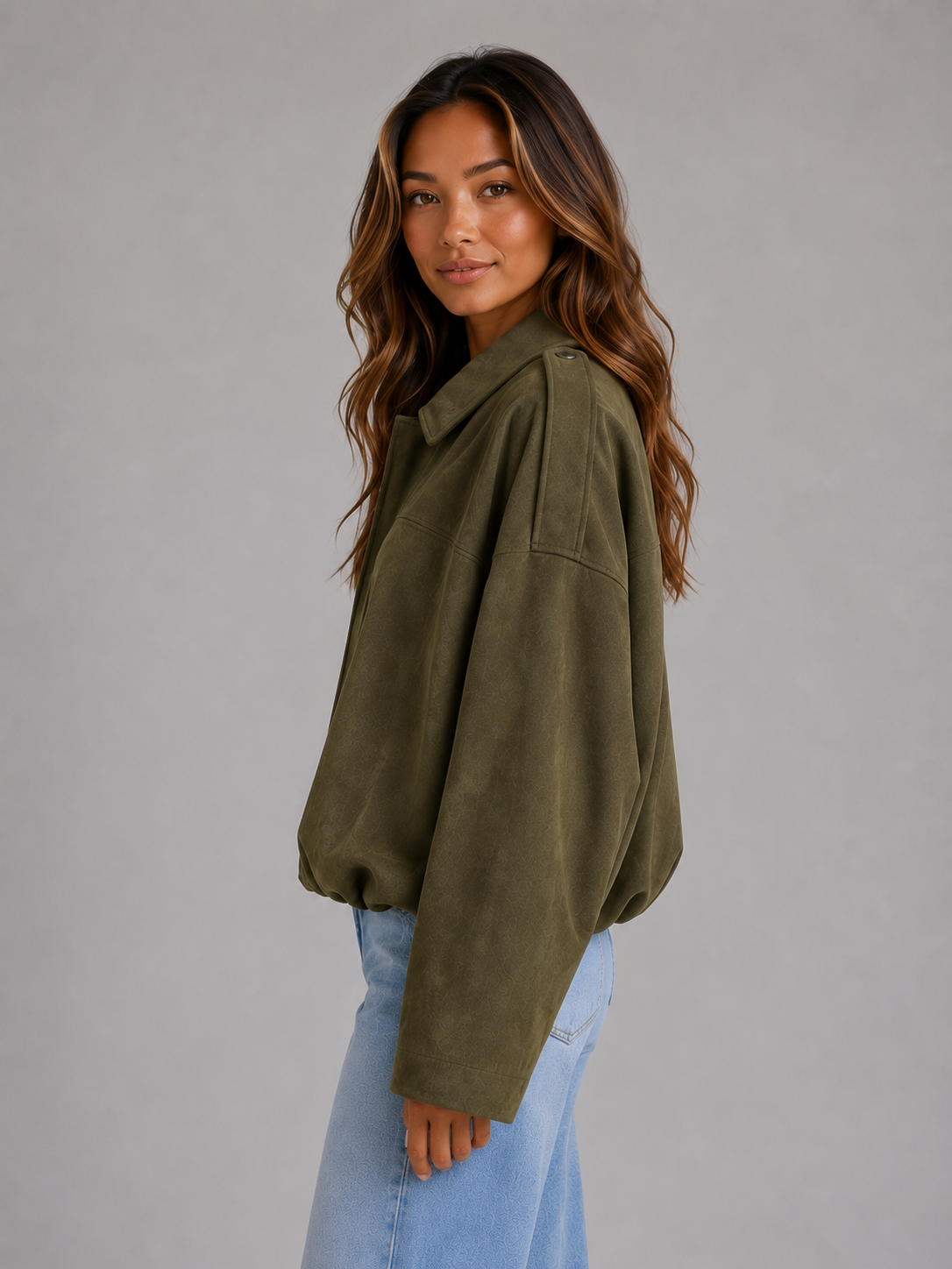 Liv | Women's Suede Look Bomber Jacket
