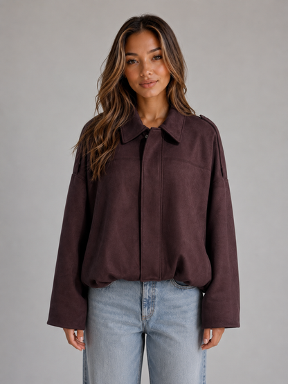 Liv | Women's Suede Look Bomber Jacket