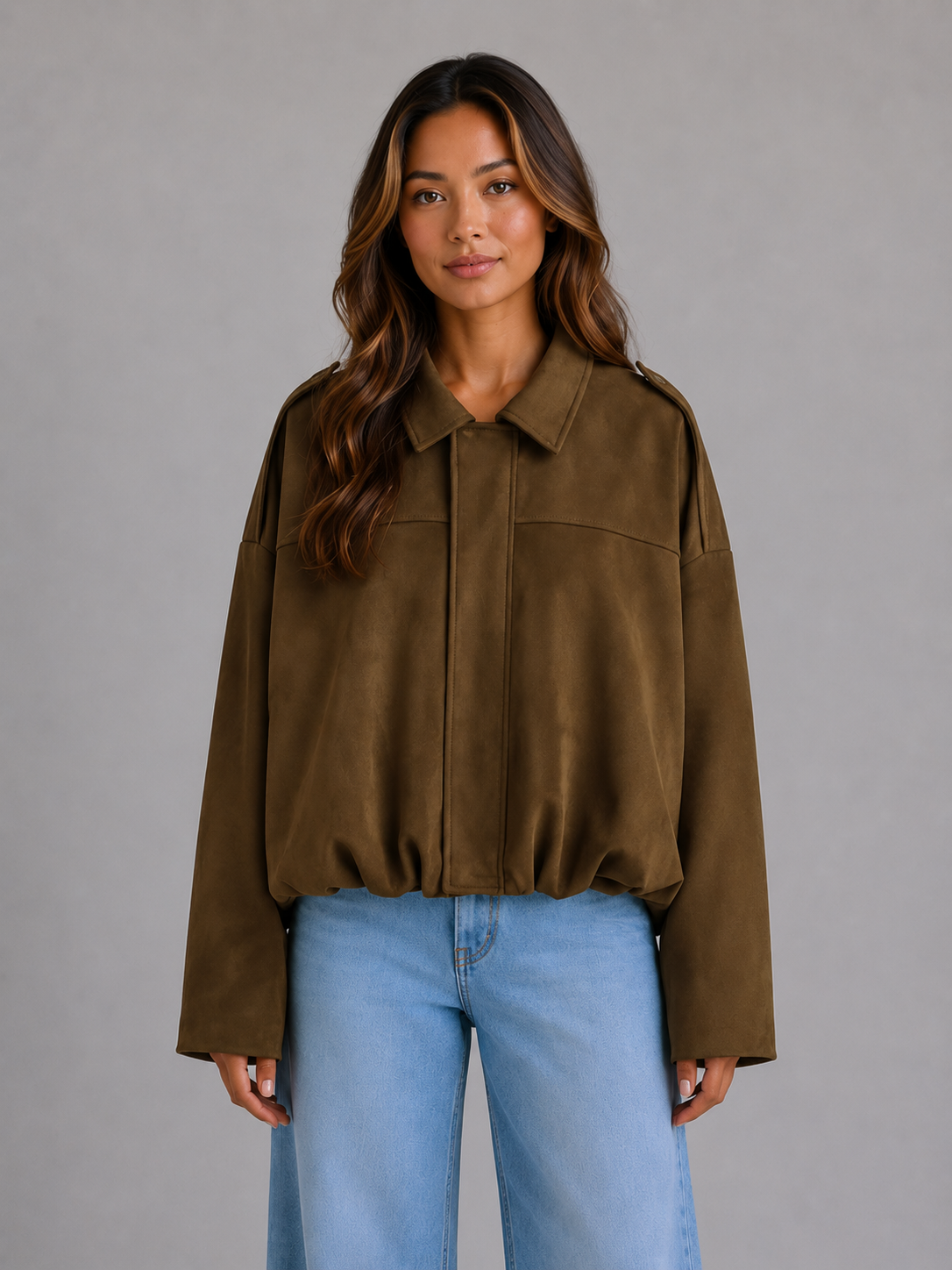 Liv | Women's Suede Look Bomber Jacket