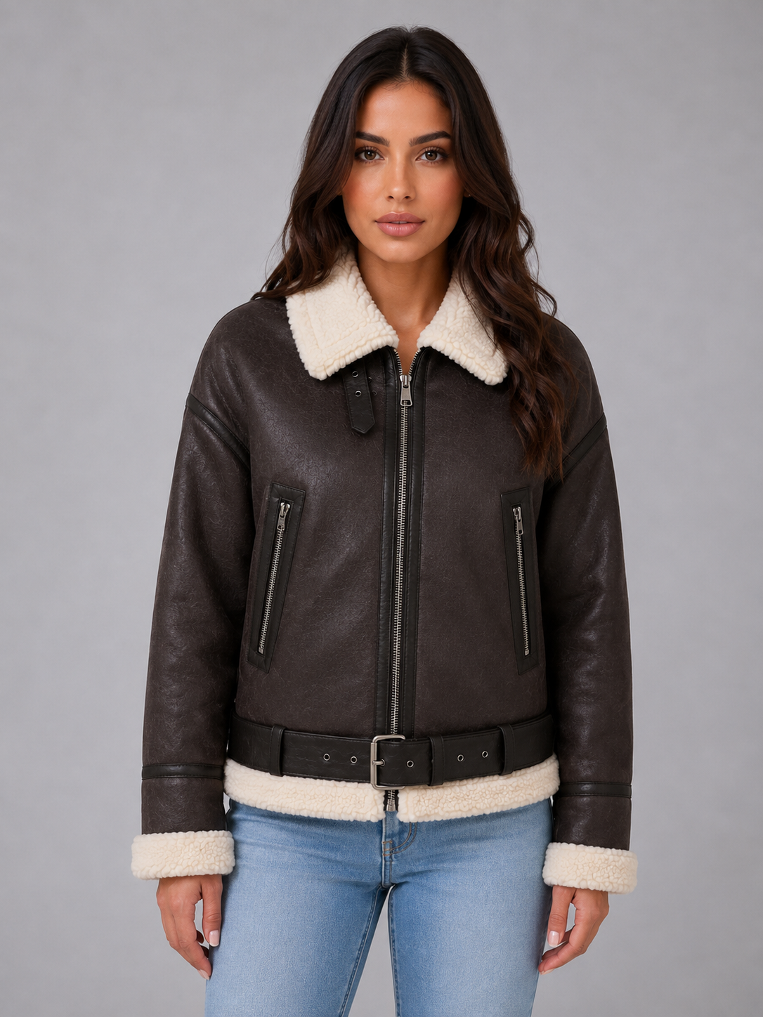 Seren | Women's Suede-Look Teddy Fleece Coat