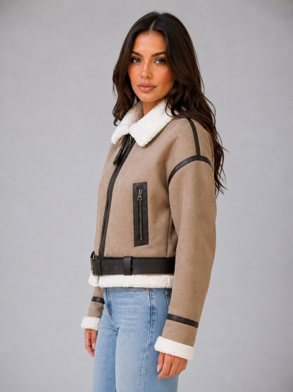 Seren | Women's Suede-Look Teddy Fleece Coat