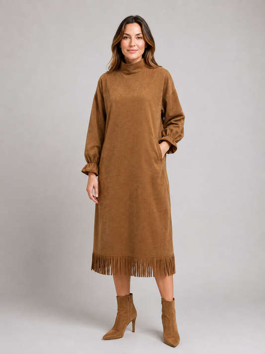 Jemima | Women's Suede Look Midi Dress