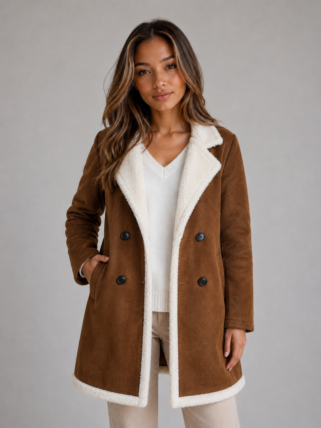 Persephone | Women's Suede-Look Teddy Fleece Coat