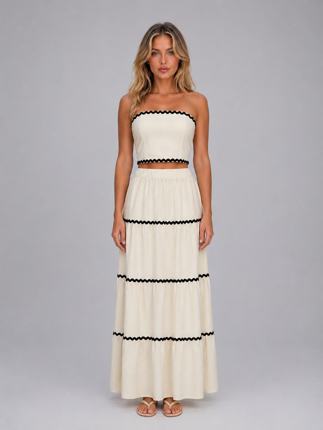 Cosima | Women's Crop Top and Tiered Maxi Skirt Co-Ord Set