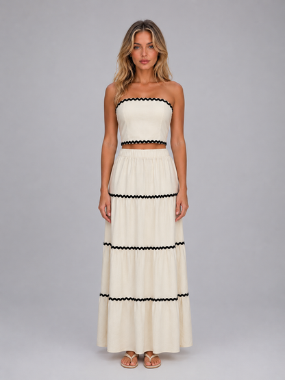 Cosima | Women's Crop Top and Tiered Maxi Skirt Co-Ord Set
