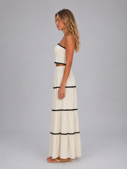 Cosima | Women's Crop Top and Tiered Maxi Skirt Co-Ord Set