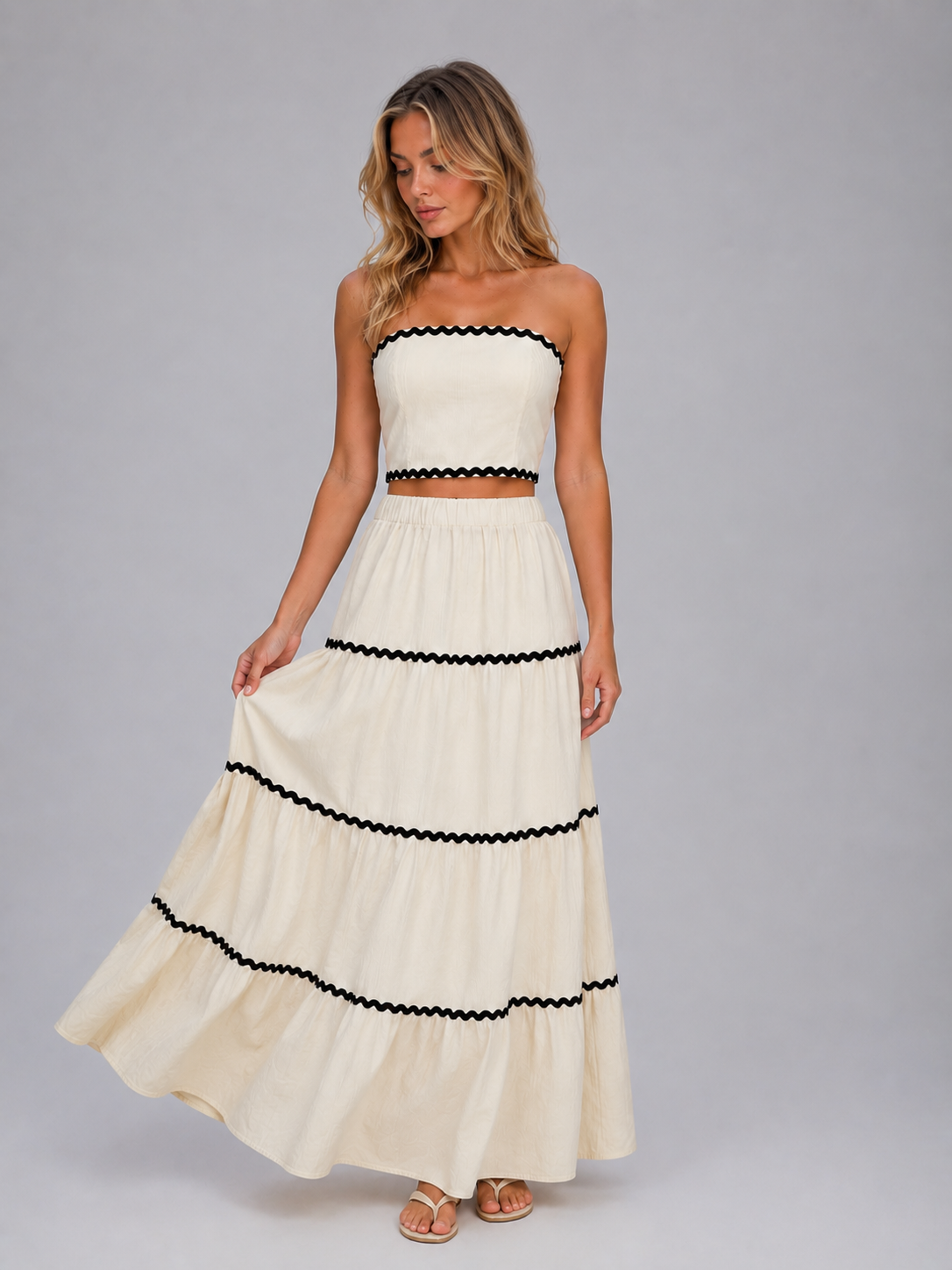 Cosima | Women's Crop Top and Tiered Maxi Skirt Co-Ord Set