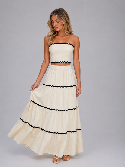 Cosima | Women's Crop Top and Tiered Maxi Skirt Co-Ord Set