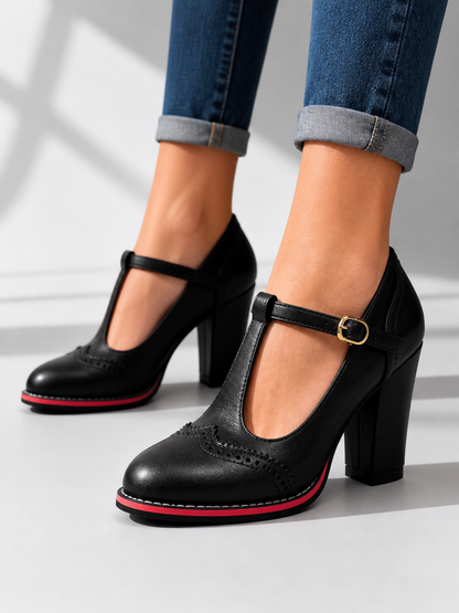 Winifred | Women's T-Bar Brogue Heels
