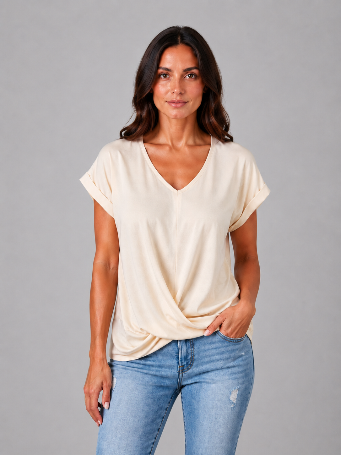 Augusta | Women's V-Neck Draped T-Shirt