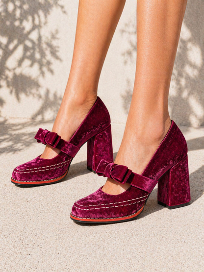 Beatrix | Women's Velvet Mary Jane Heels