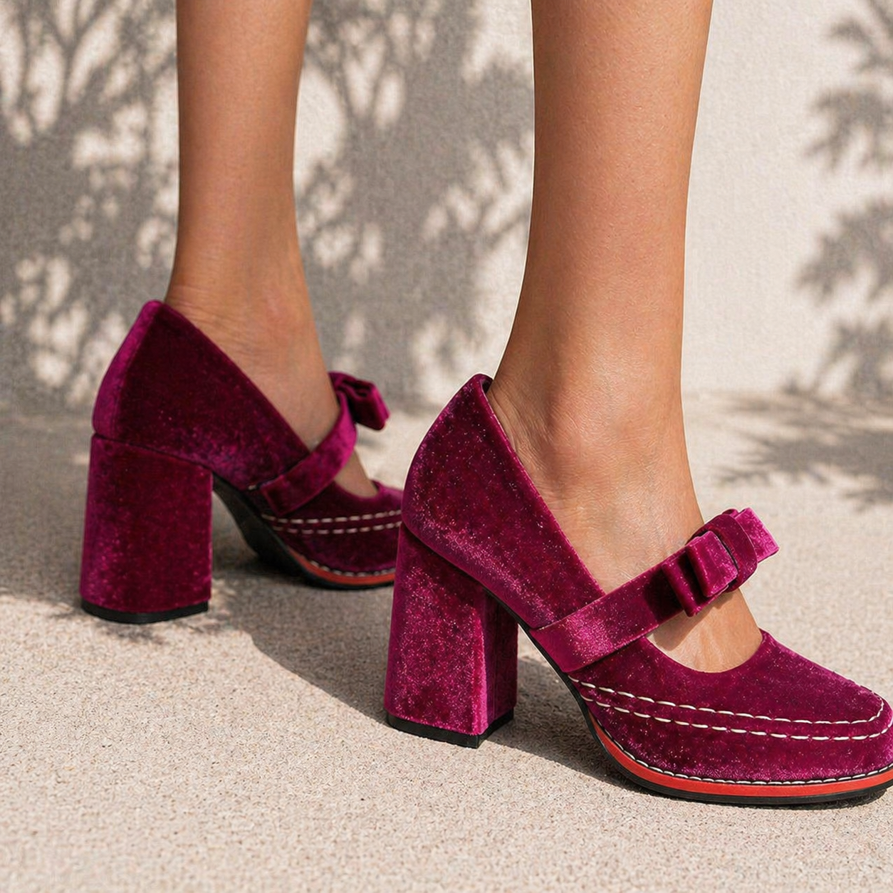 Beatrix | Women's Velvet Mary Jane Heels