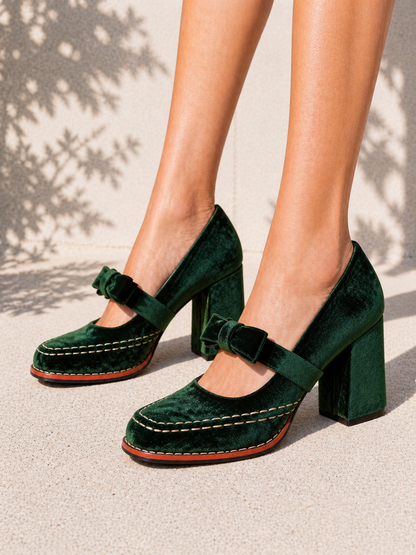Beatrix | Women's Velvet Mary Jane Heels