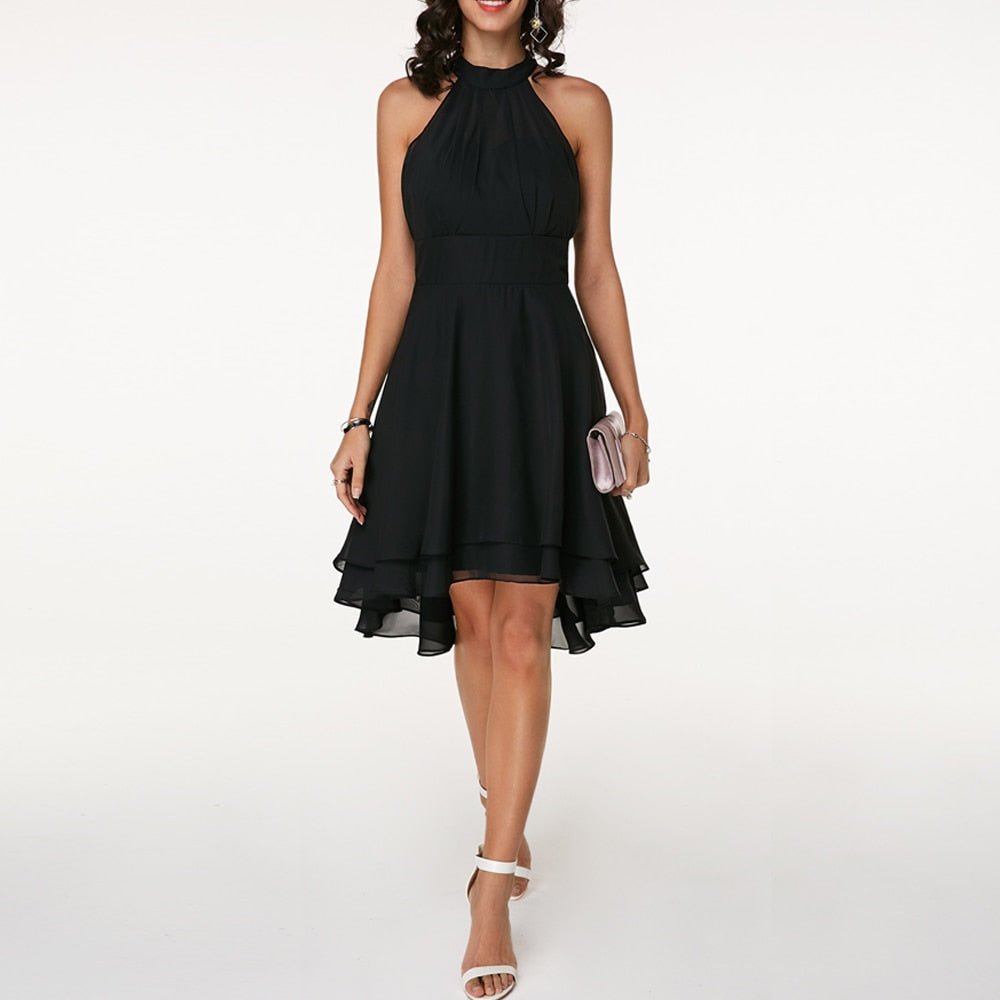 Romilly | Women's Halter Ruffle Midi Dress