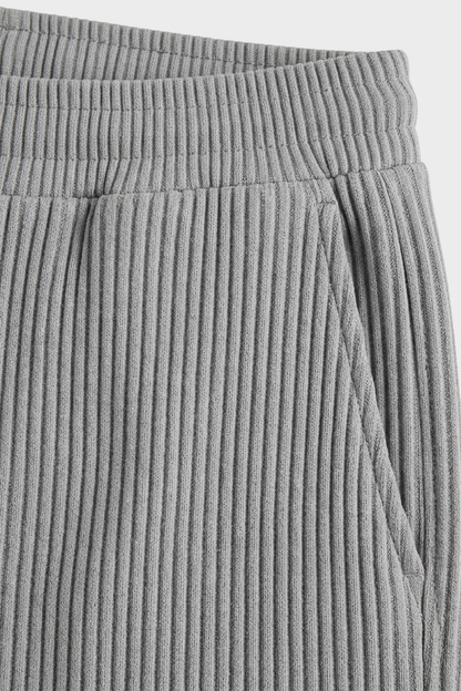 Men's Trousers with Elastic Waistband, Straight Cut, Ribbed