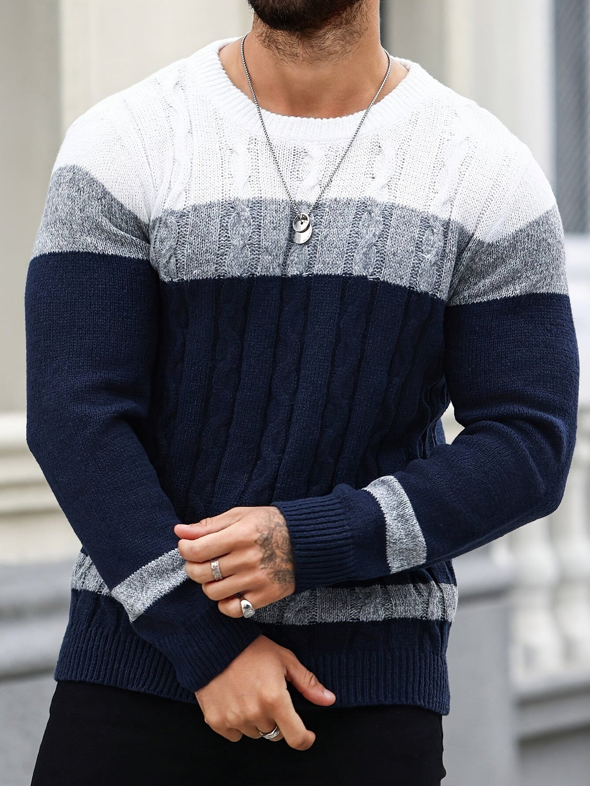 Ethan | Men's Colour Block Knit Jumper