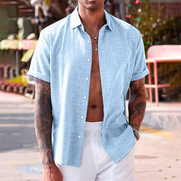 Sebastian | Men's Short Sleeve Linen Shirt Style