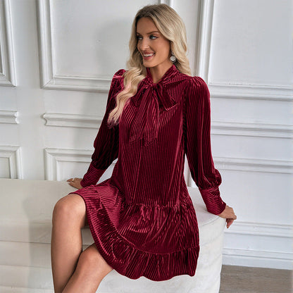 Verity | Women's Velvet Bow Mini Dress