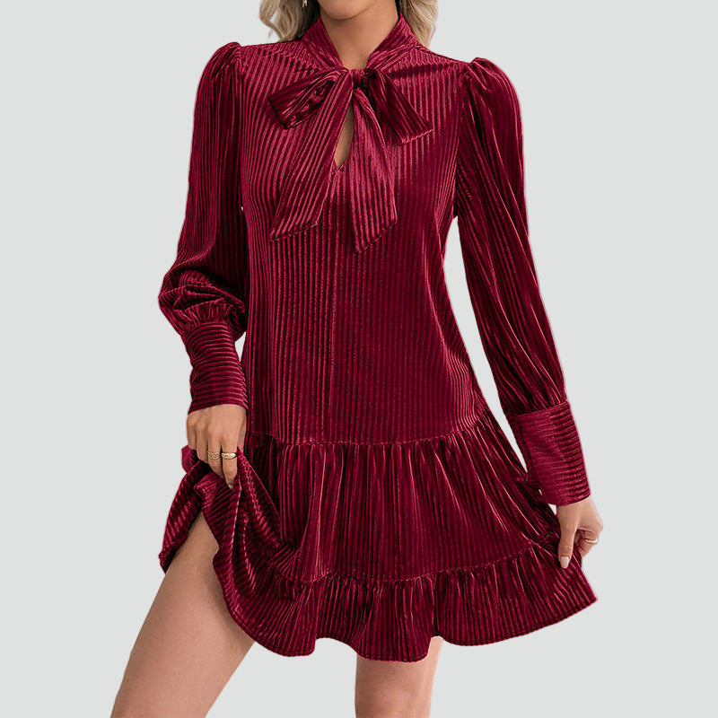 Verity | Women's Velvet Bow Mini Dress