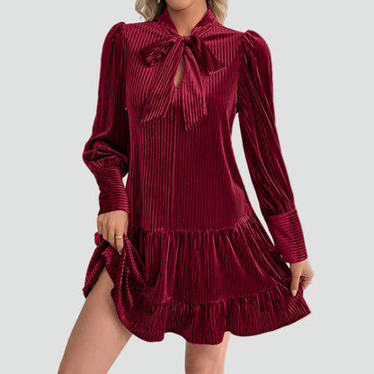 Verity | Women's Velvet Bow Mini Dress