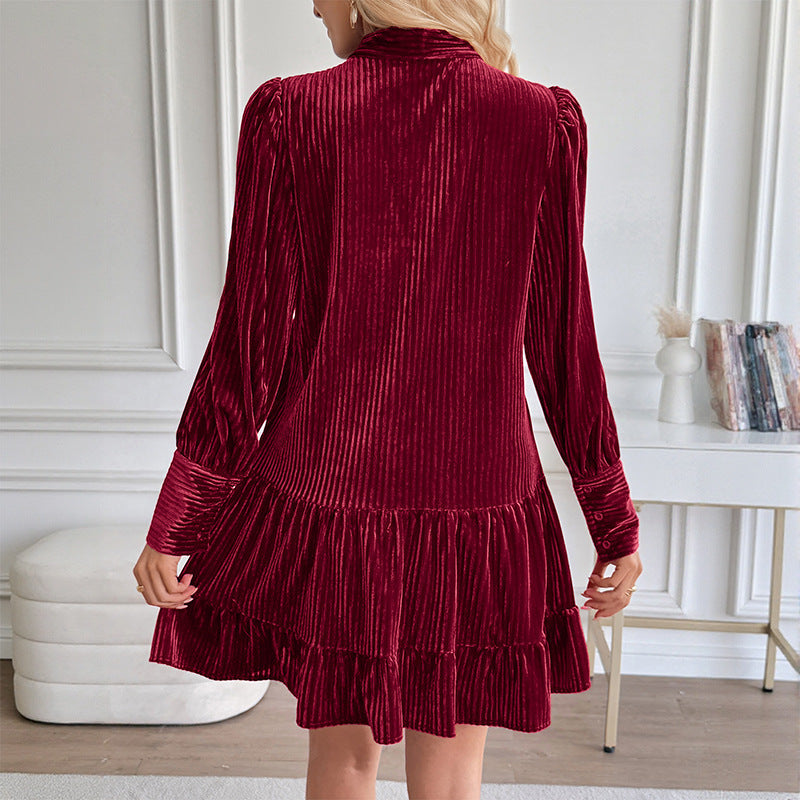Verity | Women's Velvet Bow Mini Dress
