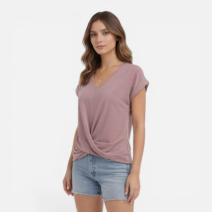 Noelle | Women's V-Neck Twist Front T-Shirt